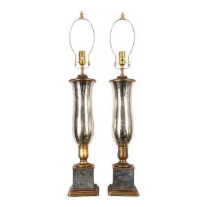 Vintage Pair of Urn-Shaped Mercury Glass Lamps