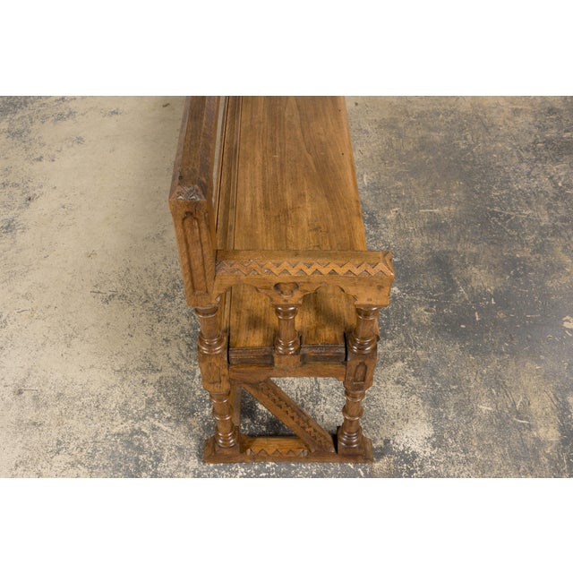Mid-19th Century French Gothic Revival Oak Church Bench For Sale - Image 12 of 18