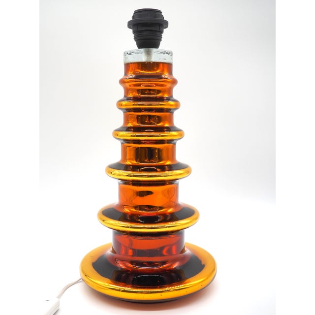 Mid-Century Modern Vintage Swedish Copper Colored Glass Table Lamp by Gustaf Leek for Orrefors Glasbruk, 1960s For Sale - Image 3 of 14