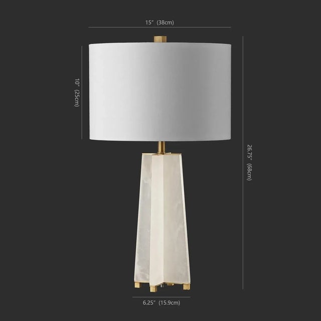 Metal Gracellen Alabaster Table Lamp in White/Gold For Sale - Image 7 of 7