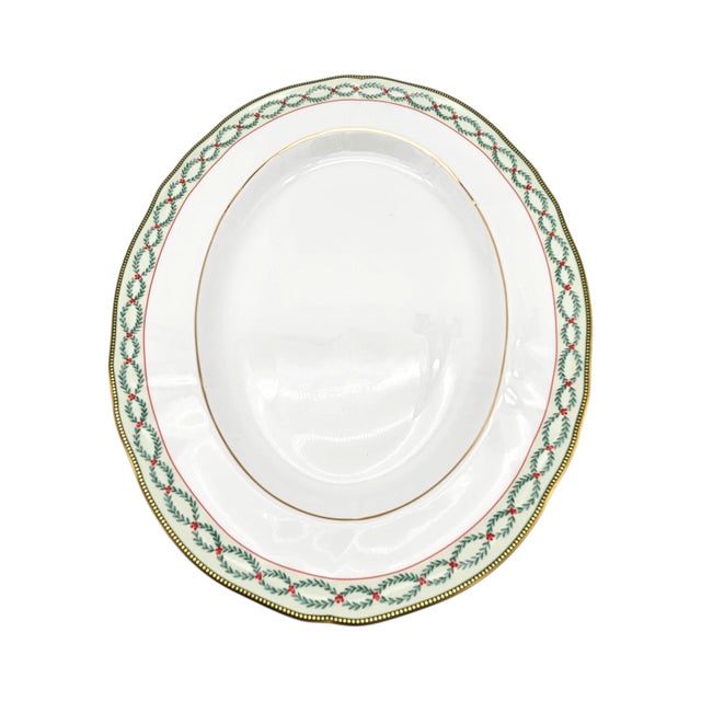 Late 20th Century Wedgwood “Royal Garland” Fine Bone China Oval Platter, England (13") For Sale - Image 5 of 9