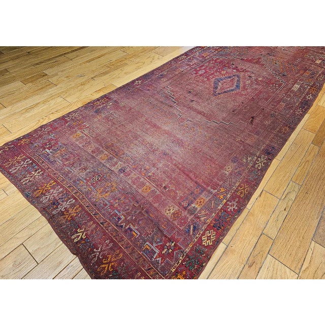 Vintage Moroccan Rug, Hand-Knotted Wool, Geometric Pattern, Soft Red & Yellow, 6’ X 14’ For Sale - Image 9 of 18