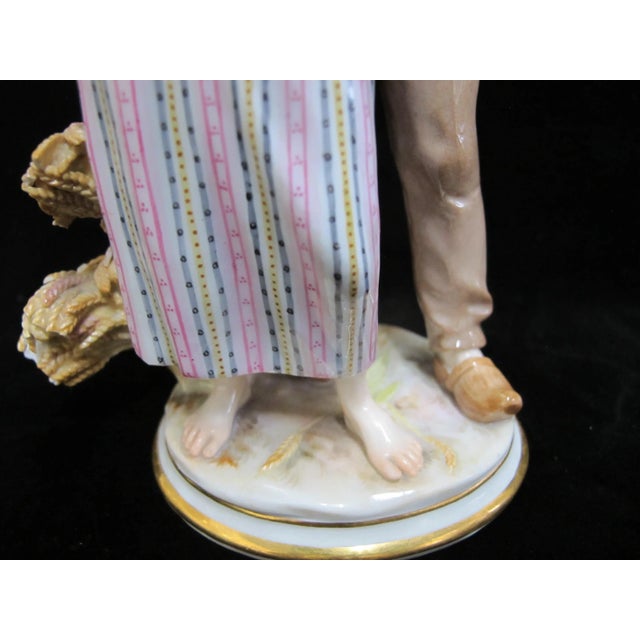 Figurative Antique 19thc Meissen Gustave Deloye Porcelain Harvest Peasant Couple Figurine For Sale - Image 3 of 9