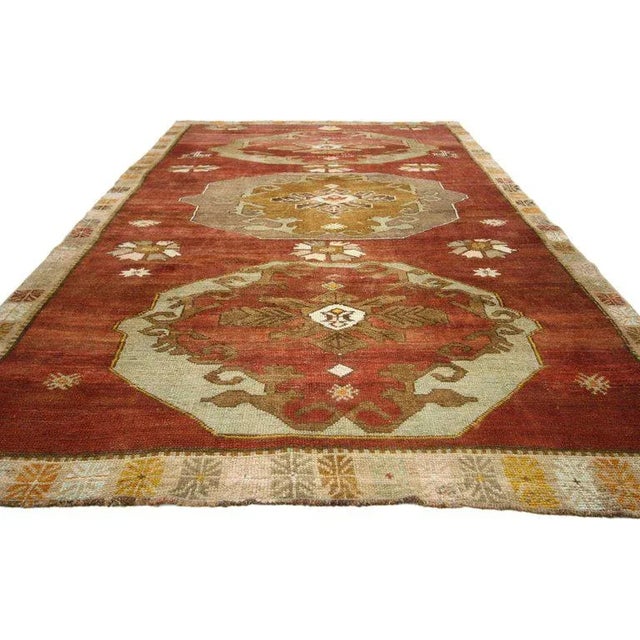 Rustic Vintage Turkish Oushak Rug - 06′00 × 10′07 For Sale - Image 3 of 7