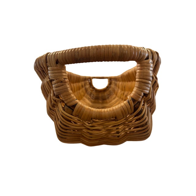 Brown 1970s Long Handwoven Wicker Basket For Sale - Image 8 of 8