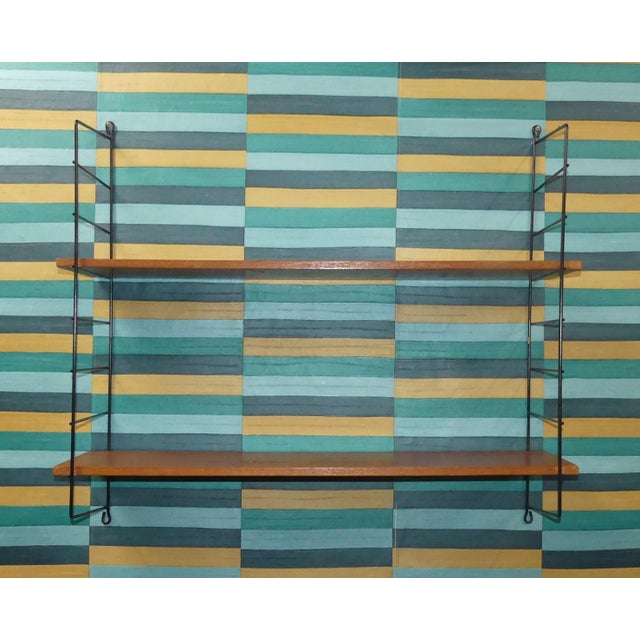 1960s Vintage String Shelf in Walnut, 1960s For Sale - Image 5 of 13