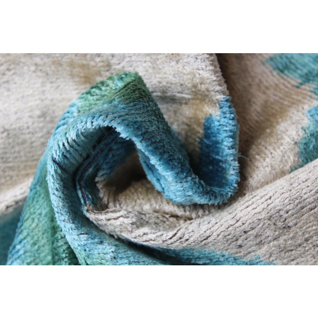 Contemporary Velvet Ikat Bohemian Throw Pillow For Sale - Image 11 of 11
