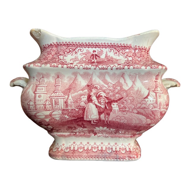Vintage Old British Castles Pink Small Tureen, Repurposed Vase For Sale