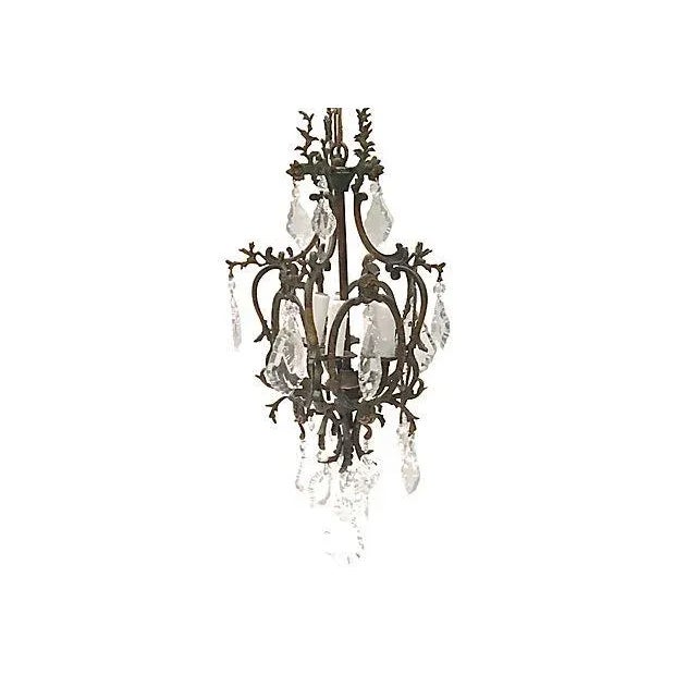 Baroque Antique 19th Century Iron & Crystal Chandelier For Sale - Image 3 of 5