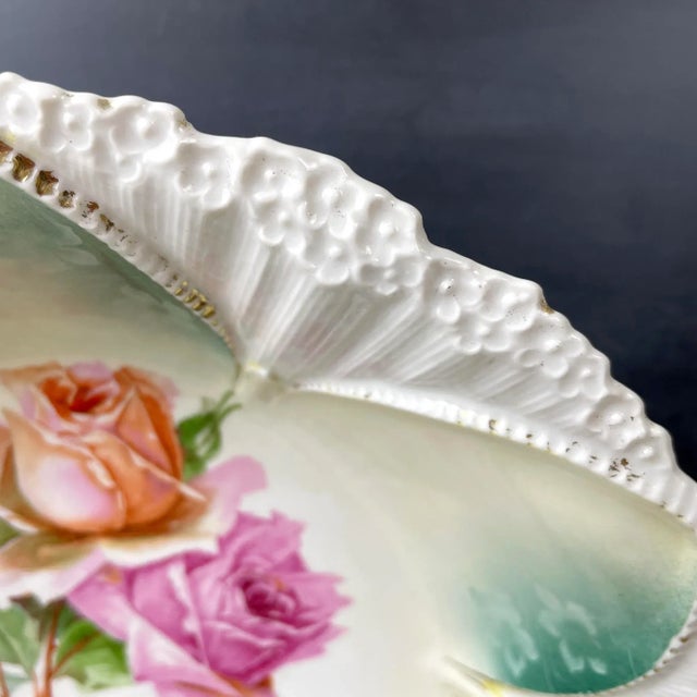 Shabby Chic r.s. Prussia Roses and Daisies Berry Bowl Set of 5 - Antique Serving Pieces For Sale - Image 3 of 11