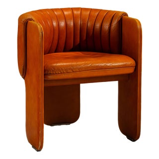 Dinette Armchair in Cognac Leather by Luigi Massoni for Poltrona Frau, Italy, 1972 For Sale