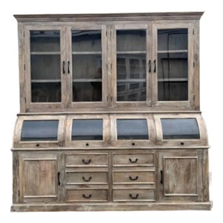 Driftwood Coastal Kitchen Pantry Hutch For Sale