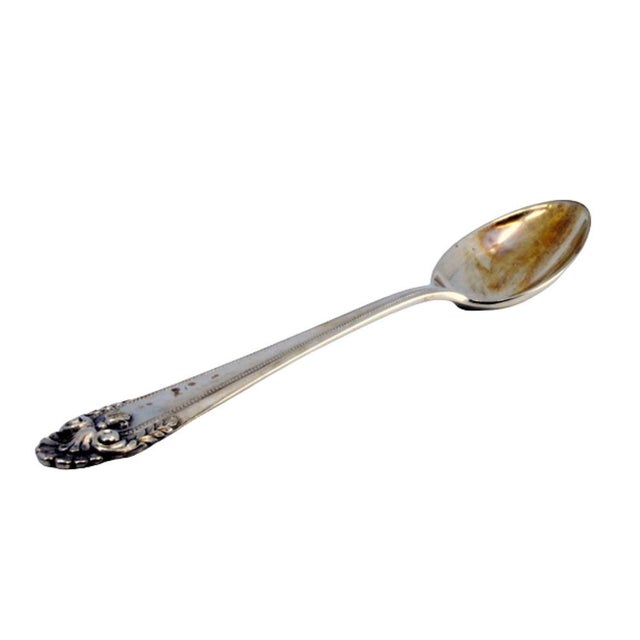 Silver Rice and Serving Spoon with Strips and Shell on the Handle For Sale - Image 11 of 11