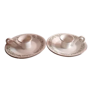 1980s Mikasa Porcelain Chamberlain Candlestick Holders Set of 2