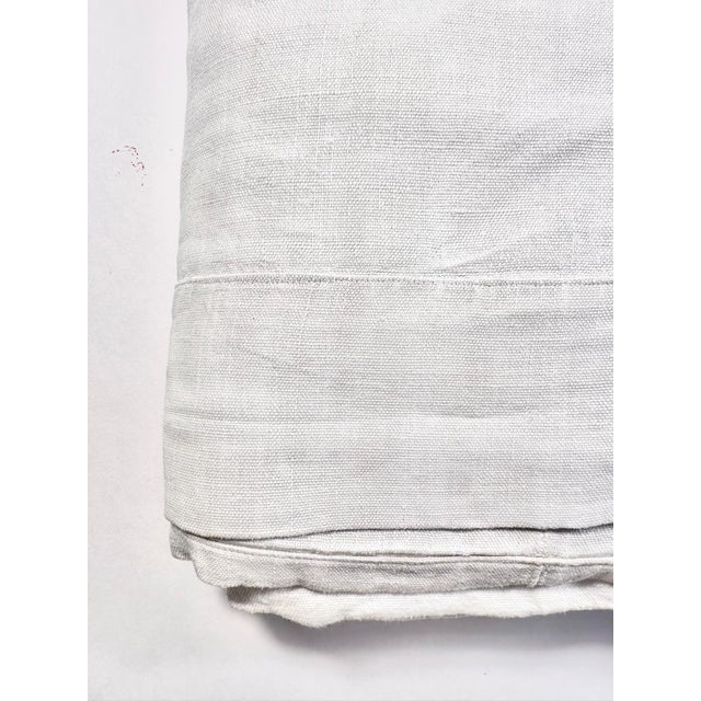 Antique French Heavy Linen Sheet, Mf Monogram, Hand Embroidered, Center Seam, Circa 1900 For Sale - Image 4 of 11