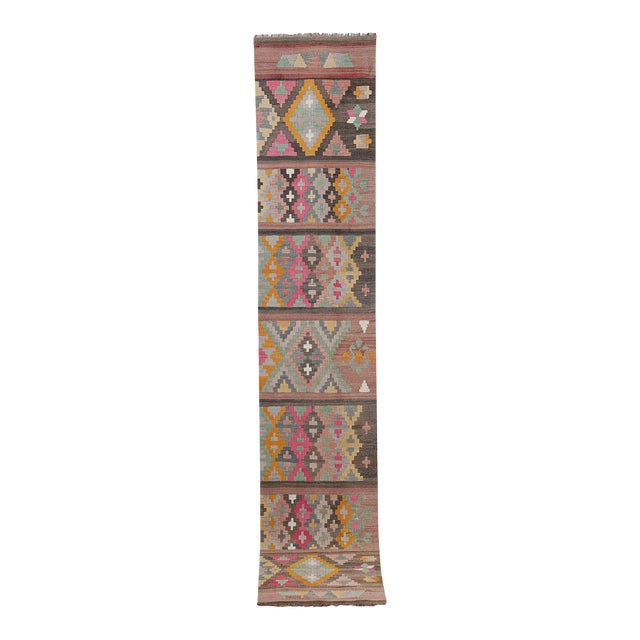 1960s Vintage Turkish Kilim Runner 2'4'' X 12'6'' For Sale