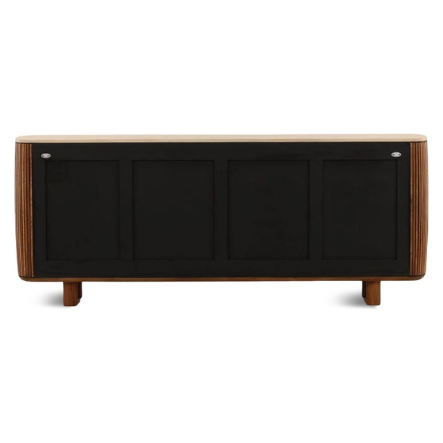 Wood Slatted Teak Rounded Sideboard Credenza For Sale - Image 7 of 7
