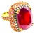 Bochic "Orient" Vintage Ruby, Diamond & Pink Sapphire Ring Set 18K Gold & Silver For Sale