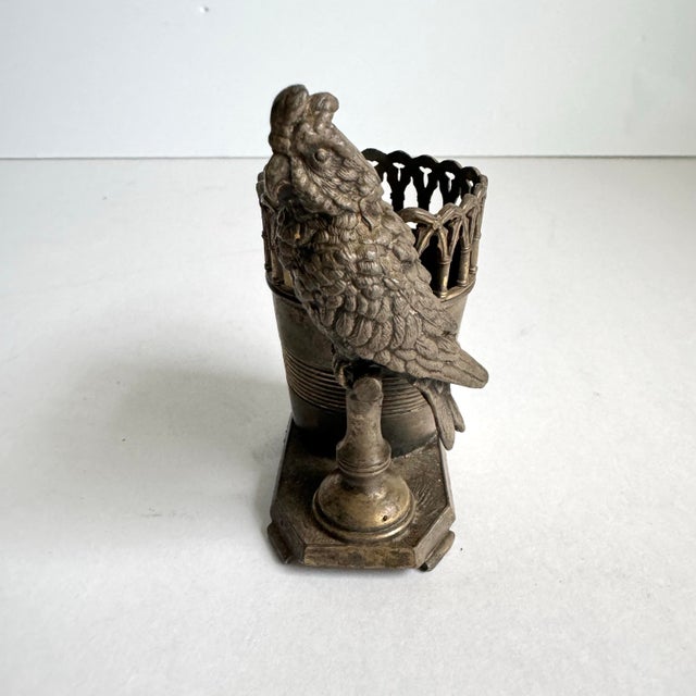 James W. Tufts Toothpick Holder Bird Cockatoo Silver Plated Match Holder For Sale - Image 4 of 11