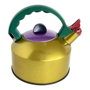 1980s Vintage Yoshiharu Fuwa for Ikea Postmodern Memphis Anodized Aluminum Whistling Teapot Collectible