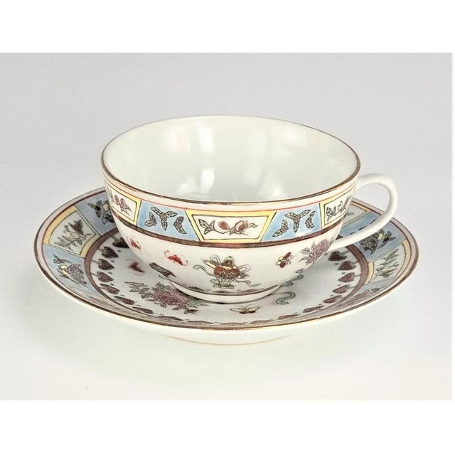Chinese Jingdezhen Guangcai Porcelain Tea Cup and Saucer With Eight Treasures Motif For Sale - Image 3 of 10