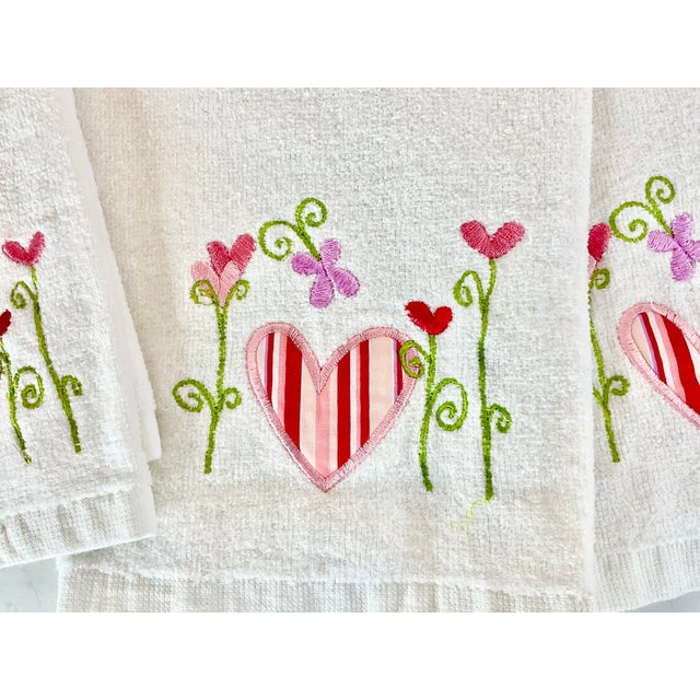 Textile 1990s Boho Chic Valentines Heart Tip and Hand Towels - Set of 4 For Sale - Image 7 of 9