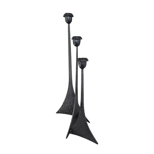 Mid-Century Modern Vintage Brutalist Paul Evans Style Candle Holder For Sale - Image 3 of 10