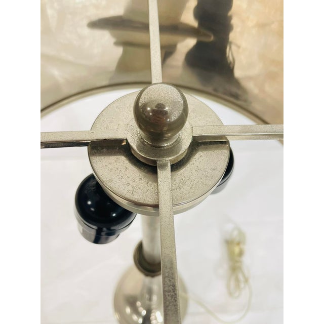 Pair of Nickel-Plated Modern Table Lamps With Matching Metal Shades For Sale - Image 14 of 14