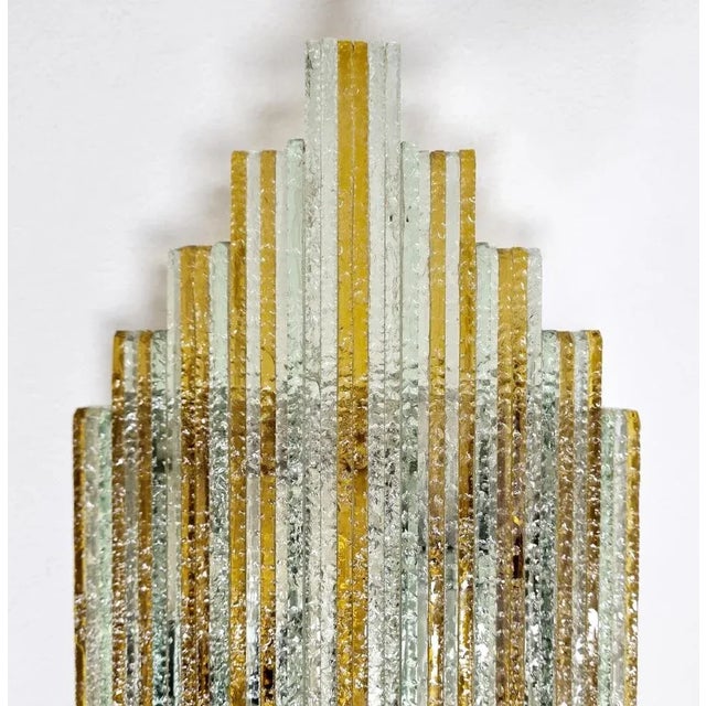 Mid-Century Modern Italian Modern Stacked Murano Glass Wall Lamp attributed to Poliarte, Italy, 1970s For Sale - Image 3 of 10