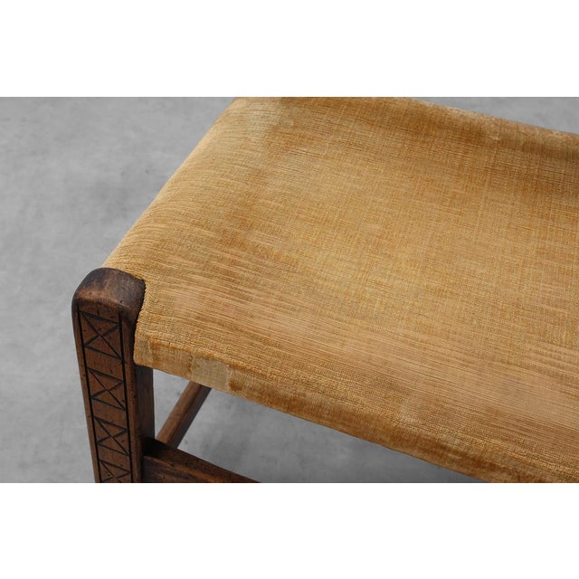 Spanish Hand-Carved Oak Side Chair with Velour Seat, 19th Century For Sale - Image 10 of 14