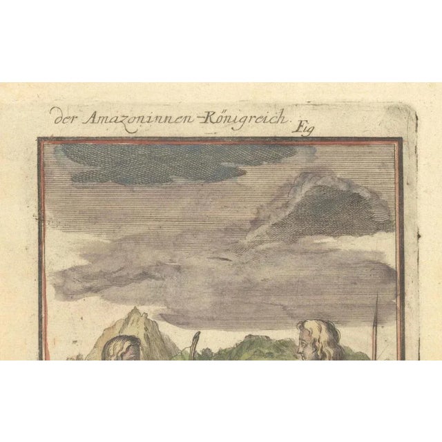 Hand-Colored Miniature Mallet Map of Amazon River and Kingdom of Amazons, 1684 For Sale - Image 3 of 9
