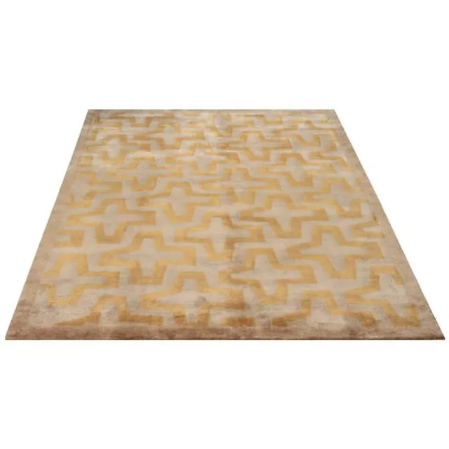 2000 - 2009 Handwoven Modern Nepali Style Area Rug 6'0'' X 8'10" For Sale - Image 5 of 6