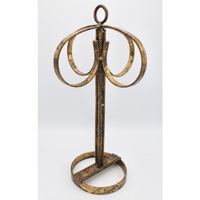 Italian Mid Century Italian Golden Gilt Metal Hand Towel Rack For Sale - Image 3 of 9