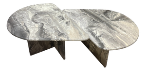 Italian Teardrop Low Tables in Gray Arabescato Marble, 1980s, Set of 2