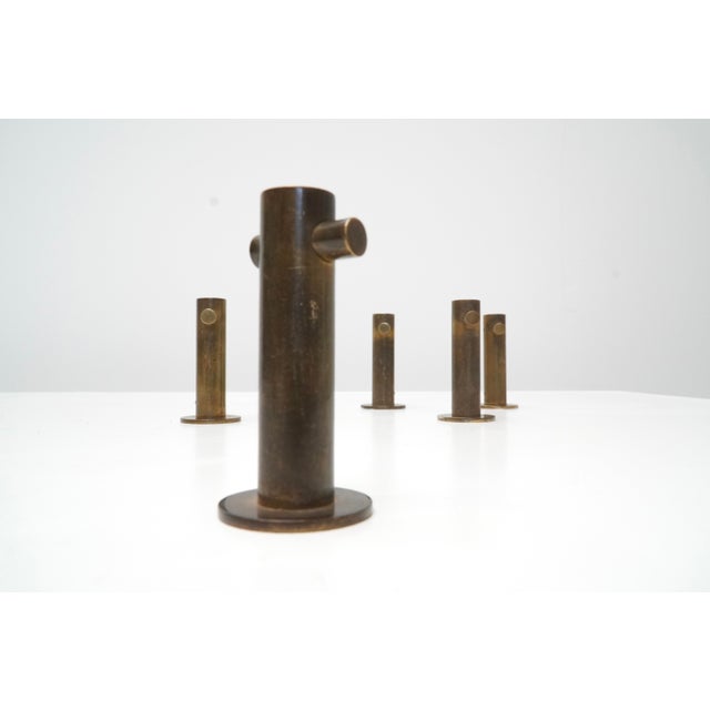 Mid-Century Modern Vintage Belgian Wall Hooks in Polished Bronze by Antoine Callebaut, 1960s, Set of 5 For Sale - Image 3 of 5