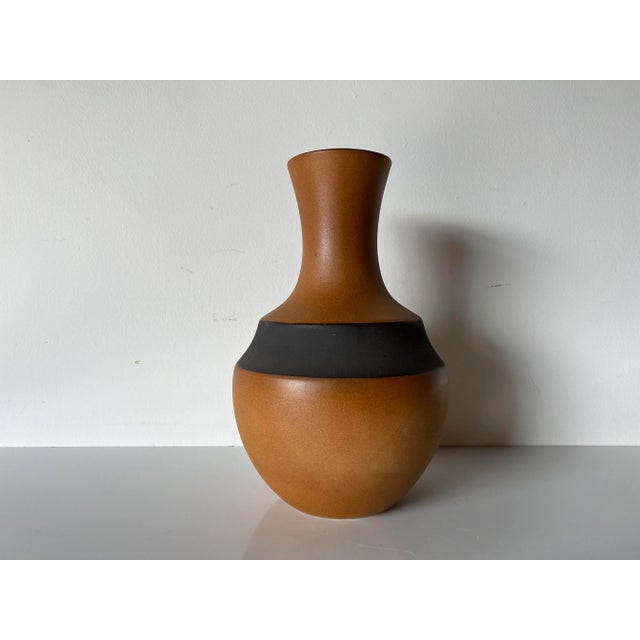 Vintage Organic Brown and Black Matte Glaze Ceramic Vase For Sale - Image 13 of 13