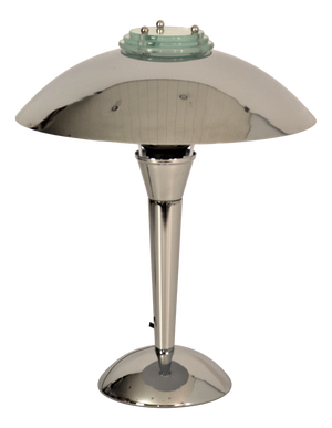 Art Deco Style Chrome and Glass Table Lamp, 1990s