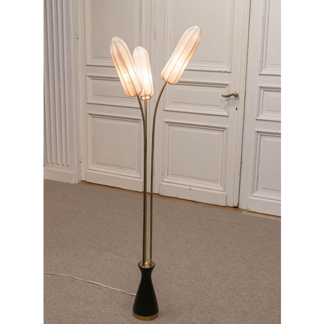 Black Swedish 3-Light Floor Lamp from Bergboms, 1950s For Sale - Image 8 of 9