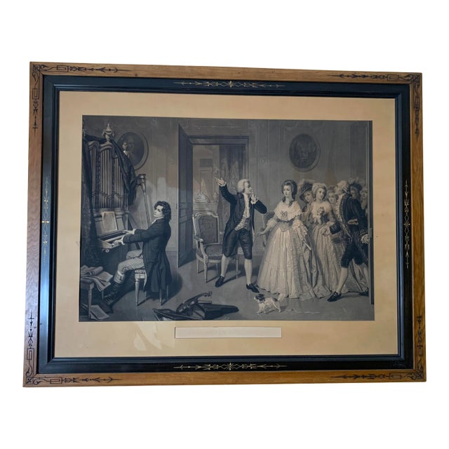Circa 1900 “Beethoven Chez Mozart” Lithograph, Framed For Sale
