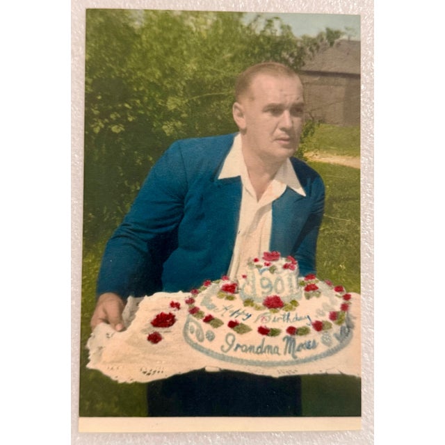 Grandma Moses, Original 1949 Painted Ceramic Tile Flowers Hand Painting Grandma Moses Folk Art, 1949 For Sale - Image 9 of 18