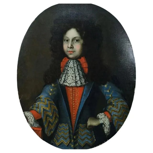 Entourage of Francois De Troy, Portrait, Oil on Canvas For Sale - Image 8 of 8