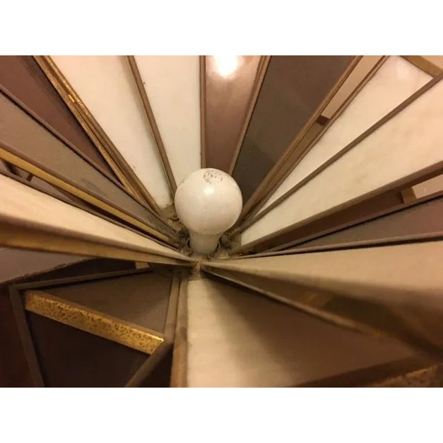 Modernistic Italian Framed Glass and Travertine Marble Palm Tree Floor Lamp For Sale - Image 10 of 13