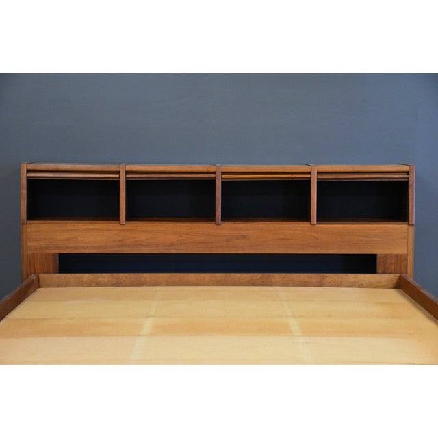 Wood Walnut King Platform Bed by Barzilay For Sale - Image 7 of 12
