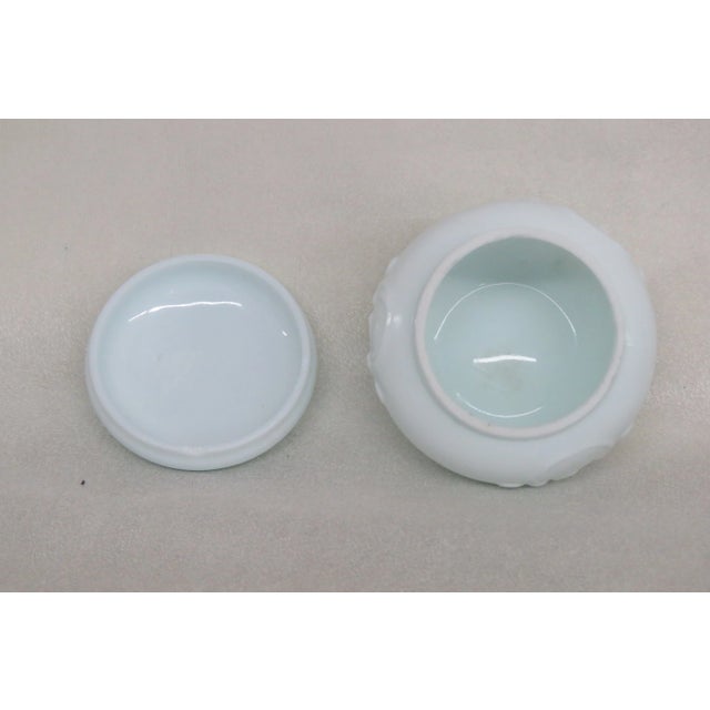 White Small Glass Vanity Trinket Box With Lid For Sale - Image 8 of 11