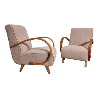 Art Deco Lounge Chairs from Jindřich Halabala, 1950s, Set of 2 For Sale