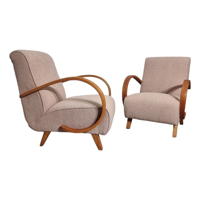 Art Deco Lounge Chairs from Jindřich Halabala, 1950s, Set of 2 For Sale
