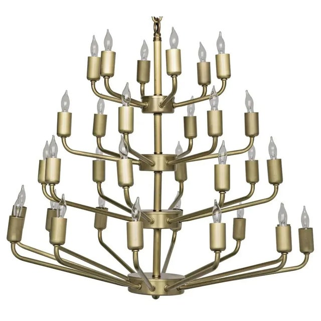 Mid-Century Modern NOIR Montoro Chandelier, Antique Brass For Sale - Image 3 of 4