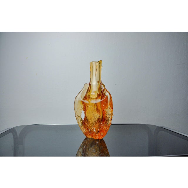 1970s Orange Seguso Vase in Frosted Murano Glass, 1970 For Sale - Image 5 of 8