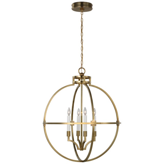2020s Chapman & Myers for Visual Comfort Signature Lexie 30" Globe Lantern in Antique-Burnished Brass For Sale - Image 5 of 5