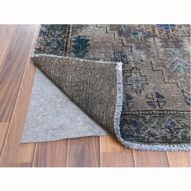 Gothic Vintage Persian Hamadan Earth Tone Abrash Wool Rug For Sale - Image 3 of 8